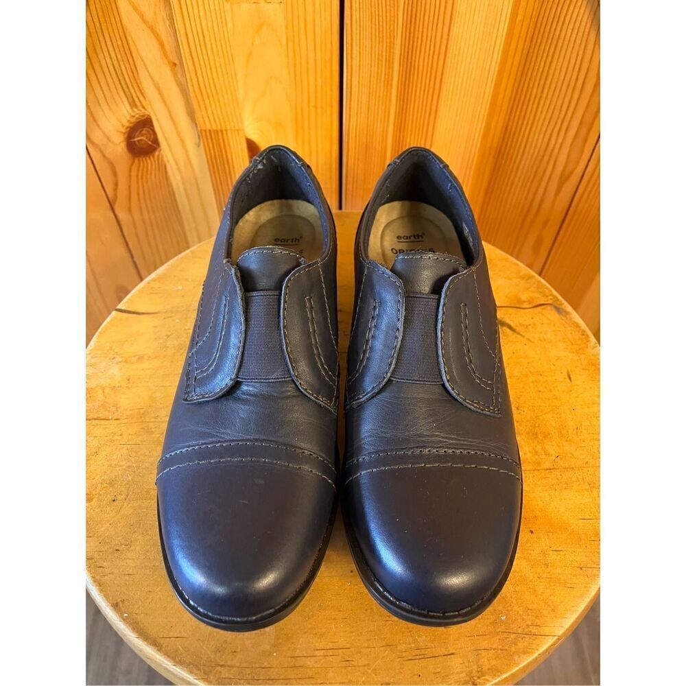 Earth Origins Black /Navy Leather Womens Navigate Nate Slip-On Loafers 6M - Picture 2 of 8